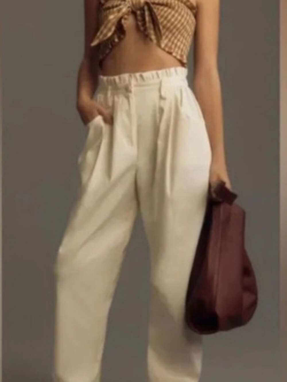 Corey Lynn Calter Anthropologie White High-Waist Relaxed Tapered Trousers